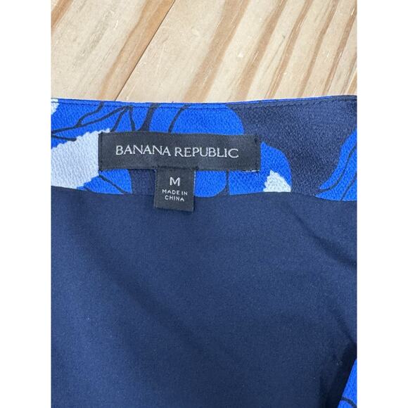 Banana Republic Women’s Wrap Blue White Floral Short Sleeve Dress Size Medium - Picture 6 of 7